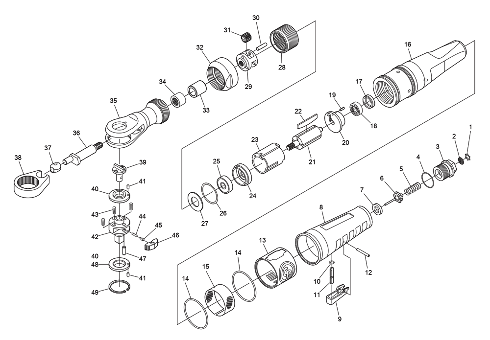 Fig-0 Diagram and Parts List for CP7829  Chicago Pneumatic Wrench